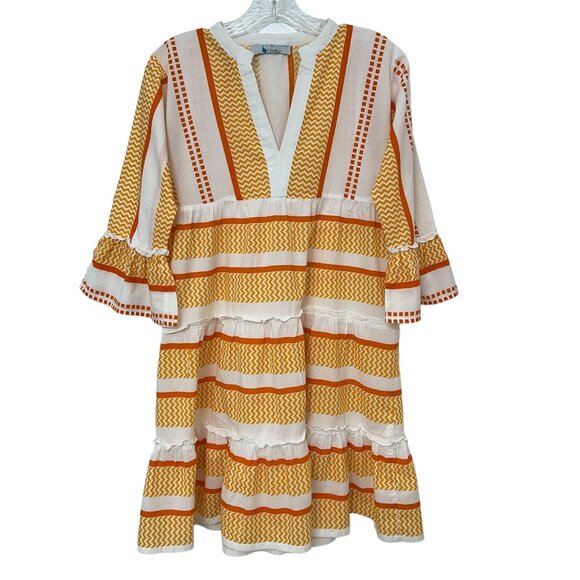 Bindu Dresses & Skirts - Bindu 100% cotton V neck 3/4 sleeve women's oversized flare dress size S